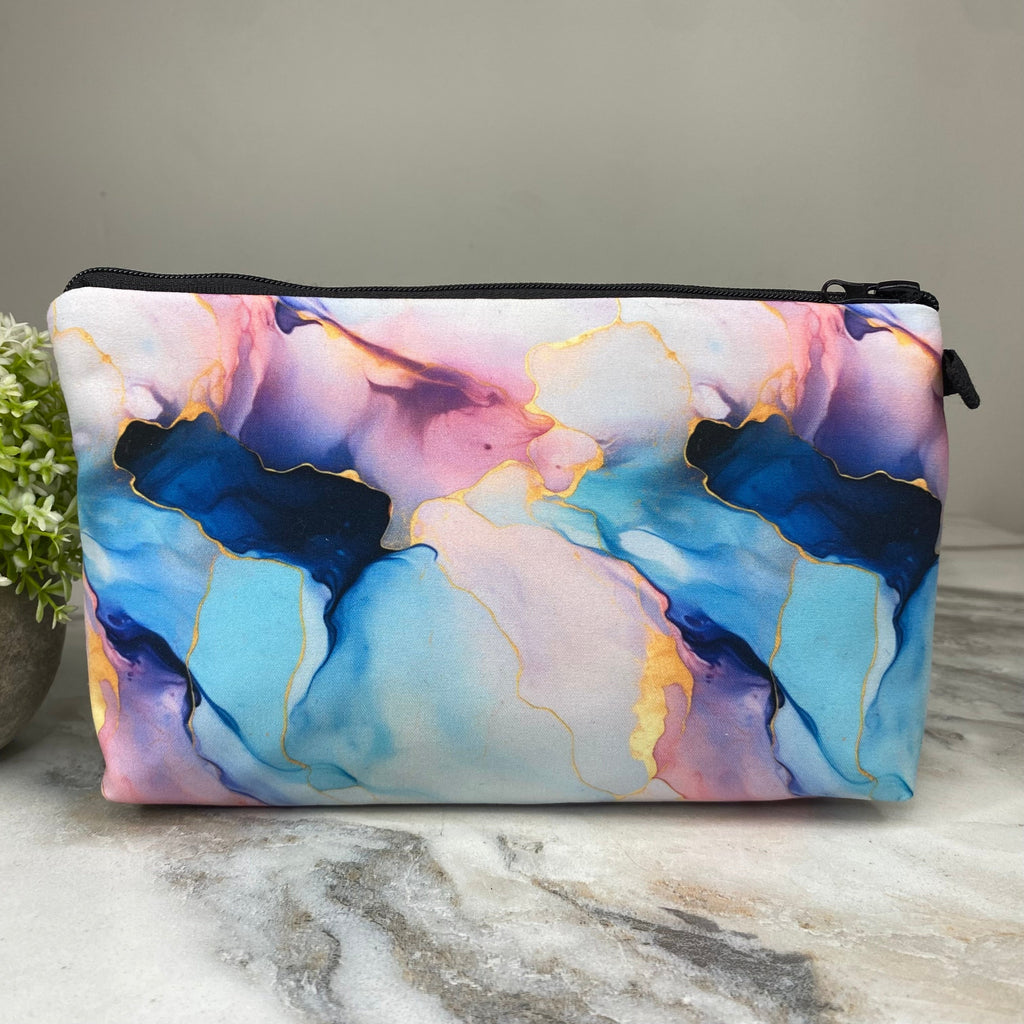 Pouch - Marble Blue Purple Gold