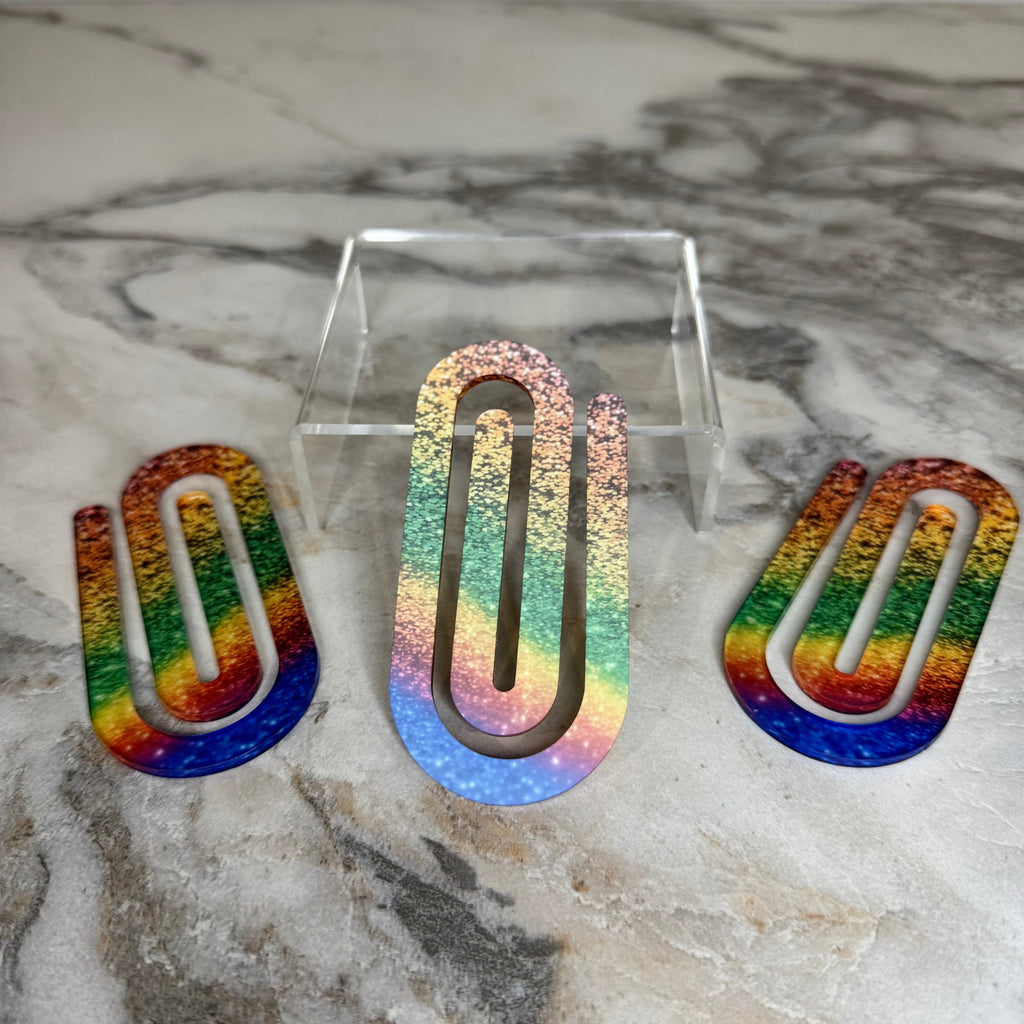 Jumbo Paperclip - Rainbow Glitter
