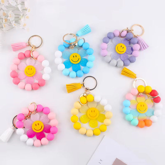 Silicone Bracelet Keychain - Happy Daisy - PREORDER 5/6-5/9