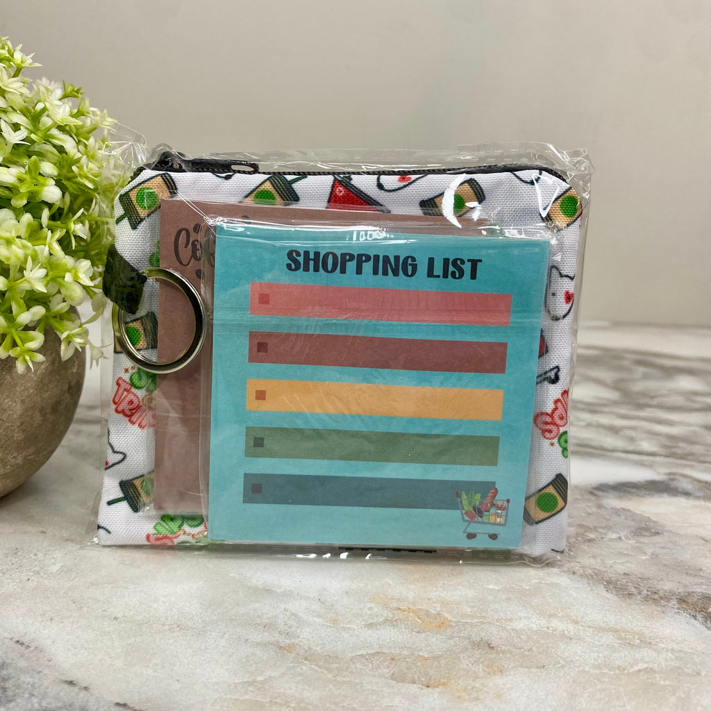Mini Pouch & Sticky Notes Bundled Set - Sips & Trips