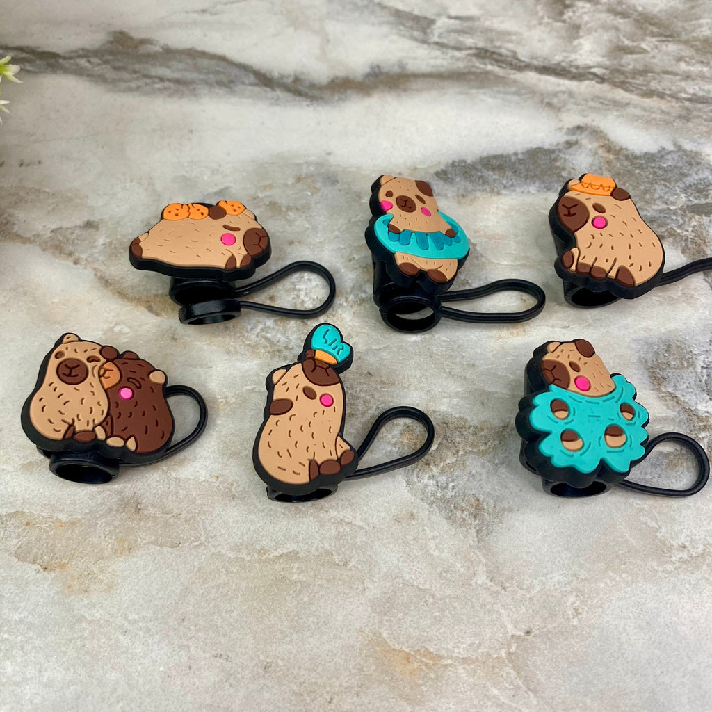 Silicone Straw Toppers Tumbler - Capybara