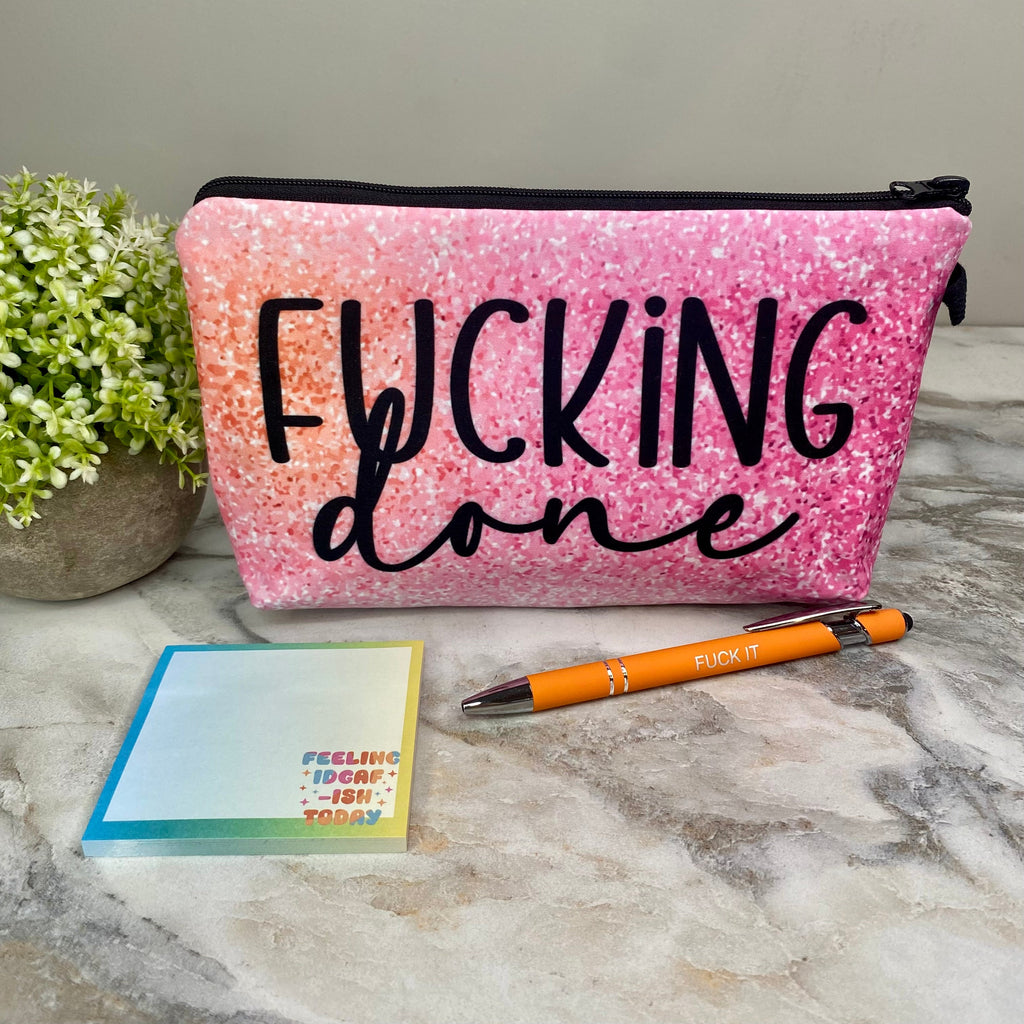 Pouch, Sticky Note, & Pen Bundled Set - Fucking Done