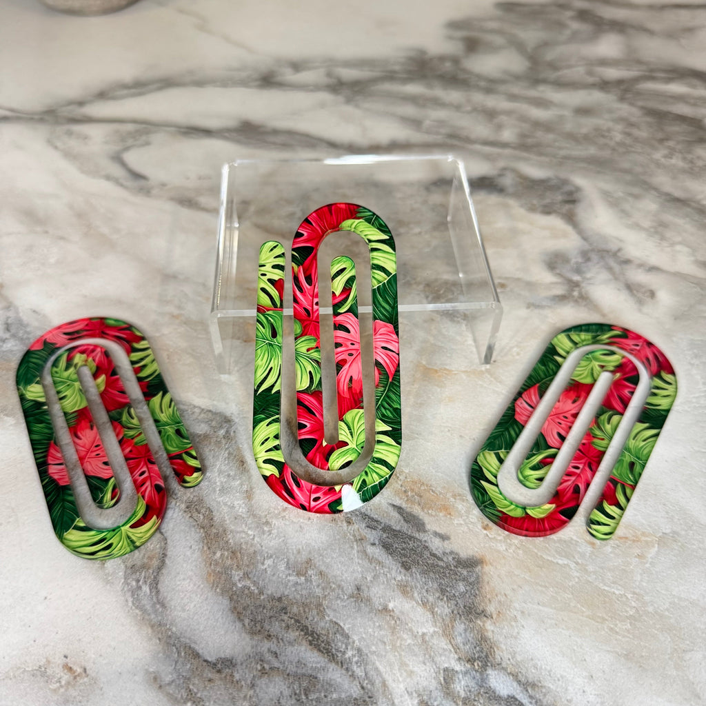 Jumbo Paperclip - Monstera Leaves Tropical