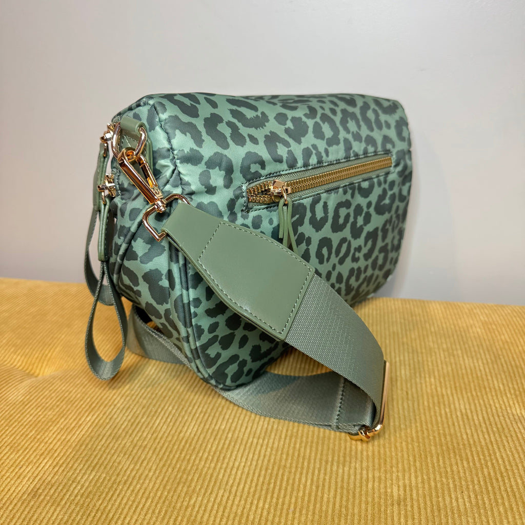 The Roni Nylon Crossbody - Animal Print Dark Green