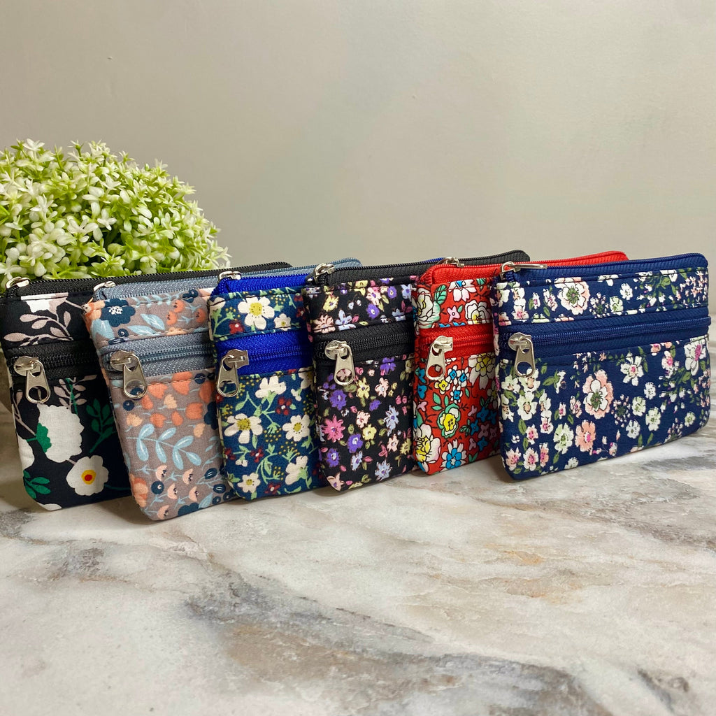 Mini Double Zip Pouch - Floral Designs
