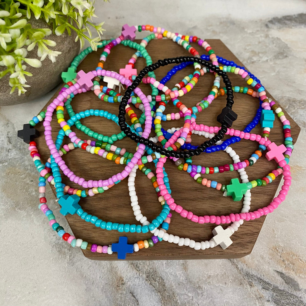 Bracelet - Tiny Bead - Religious Cross Mix