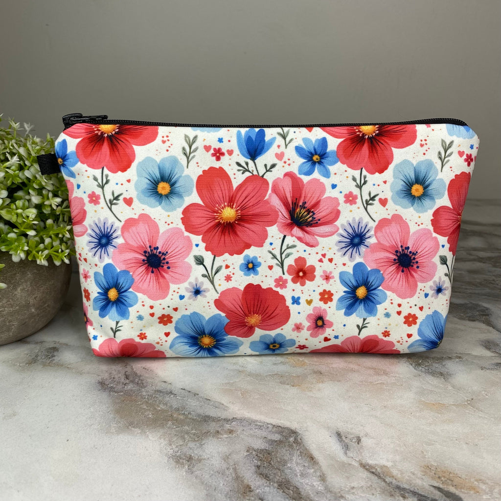 Pouch - Floral Red Blue