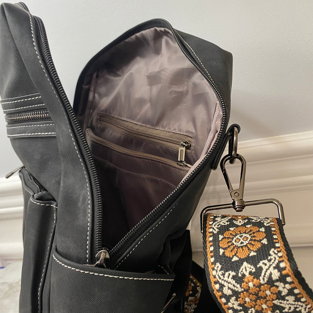 Denim Suede Brooke Backpack + Pouch - PREORDER