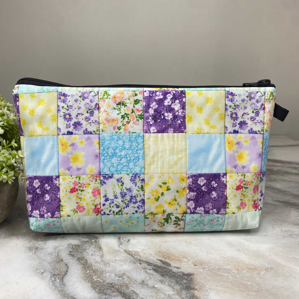 Pouch - Spring Purple Yellow Blue Patches