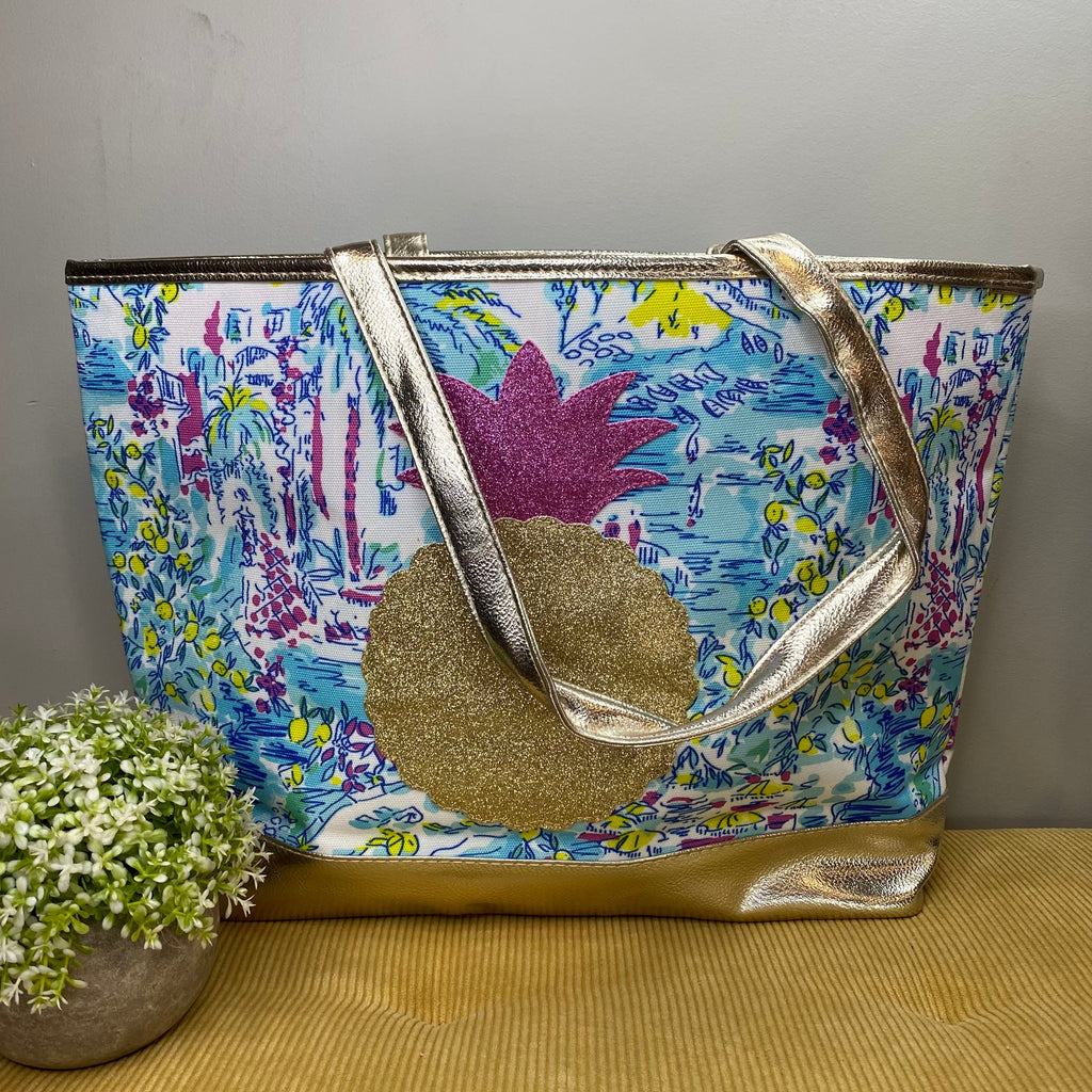 Carry All Bag - Lemon Magenta Blue with Pineapple