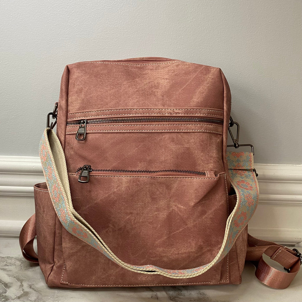 Denim Suede Brooke Backpack + Pouch - PREORDER