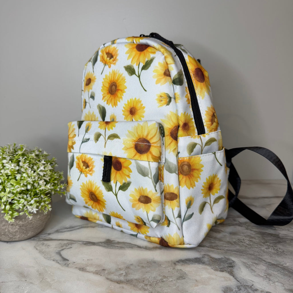Mini Backpack - Sunflower on White