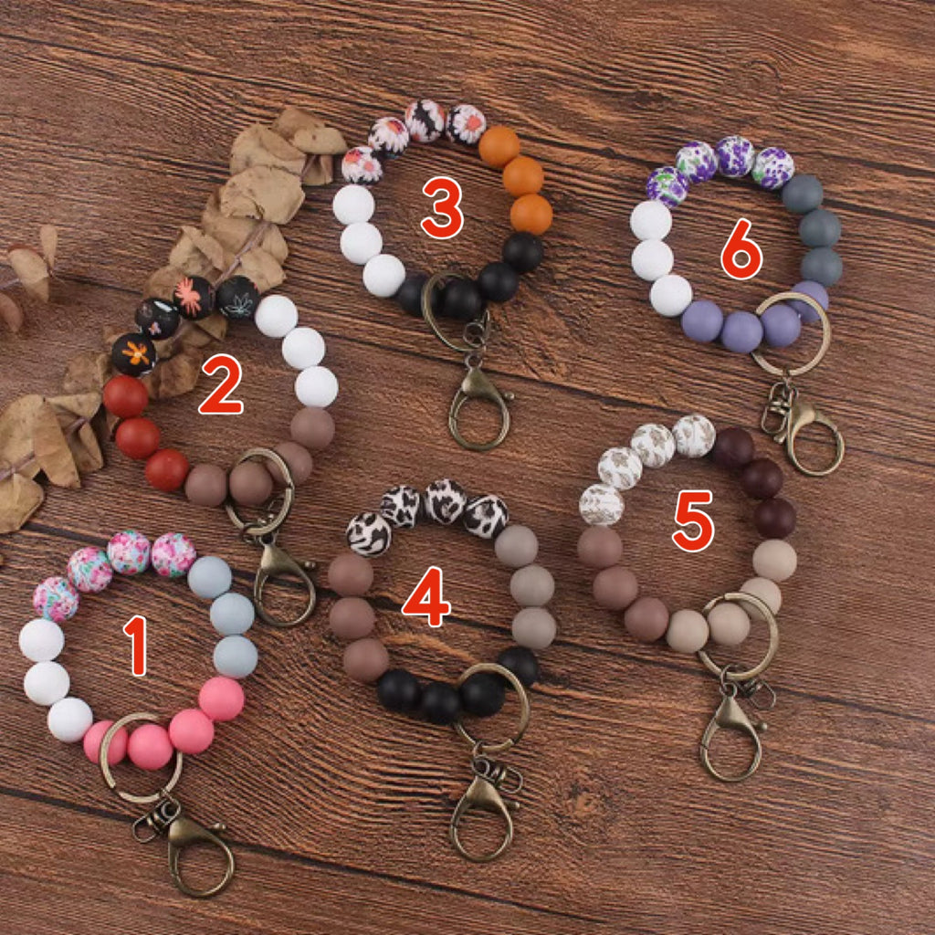 Silicone Bracelet Keychain - Floral/Solids - PREORDER 5/6-5/9