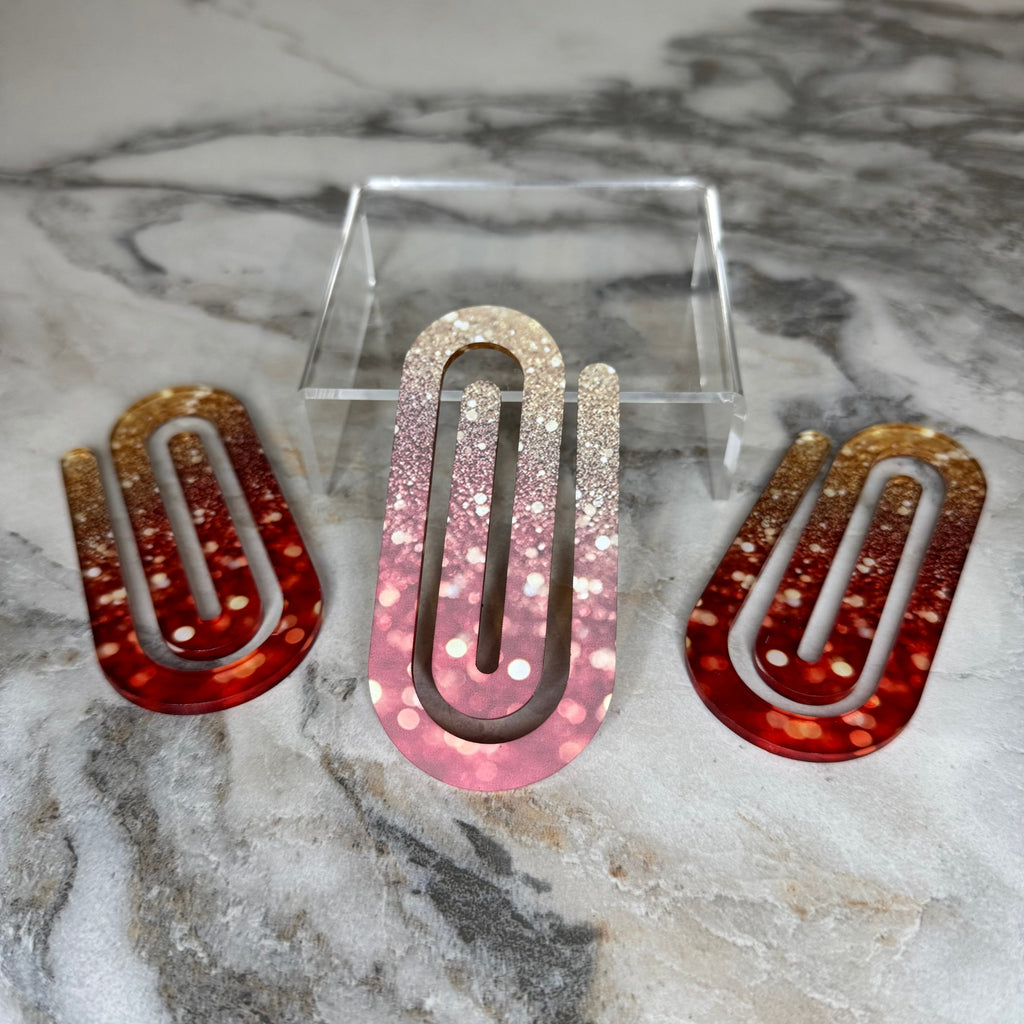Jumbo Paperclip - Red Gold Ombre Glitter