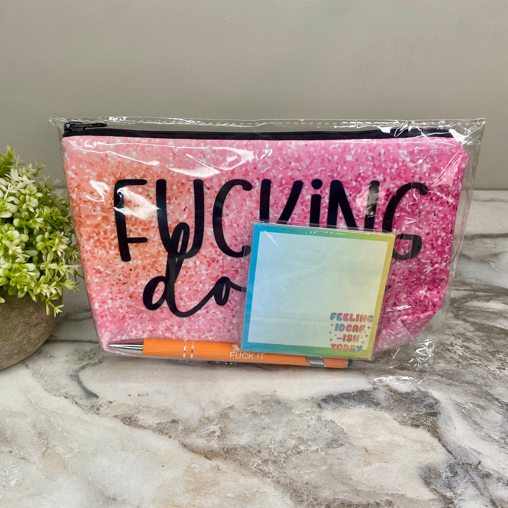 Pouch, Sticky Note, & Pen Bundled Set - Fucking Done