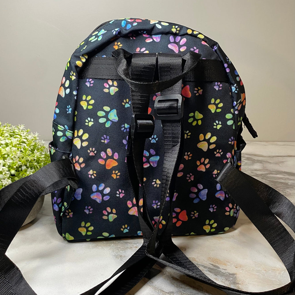 Mini Backpack - Black Rainbow Paw