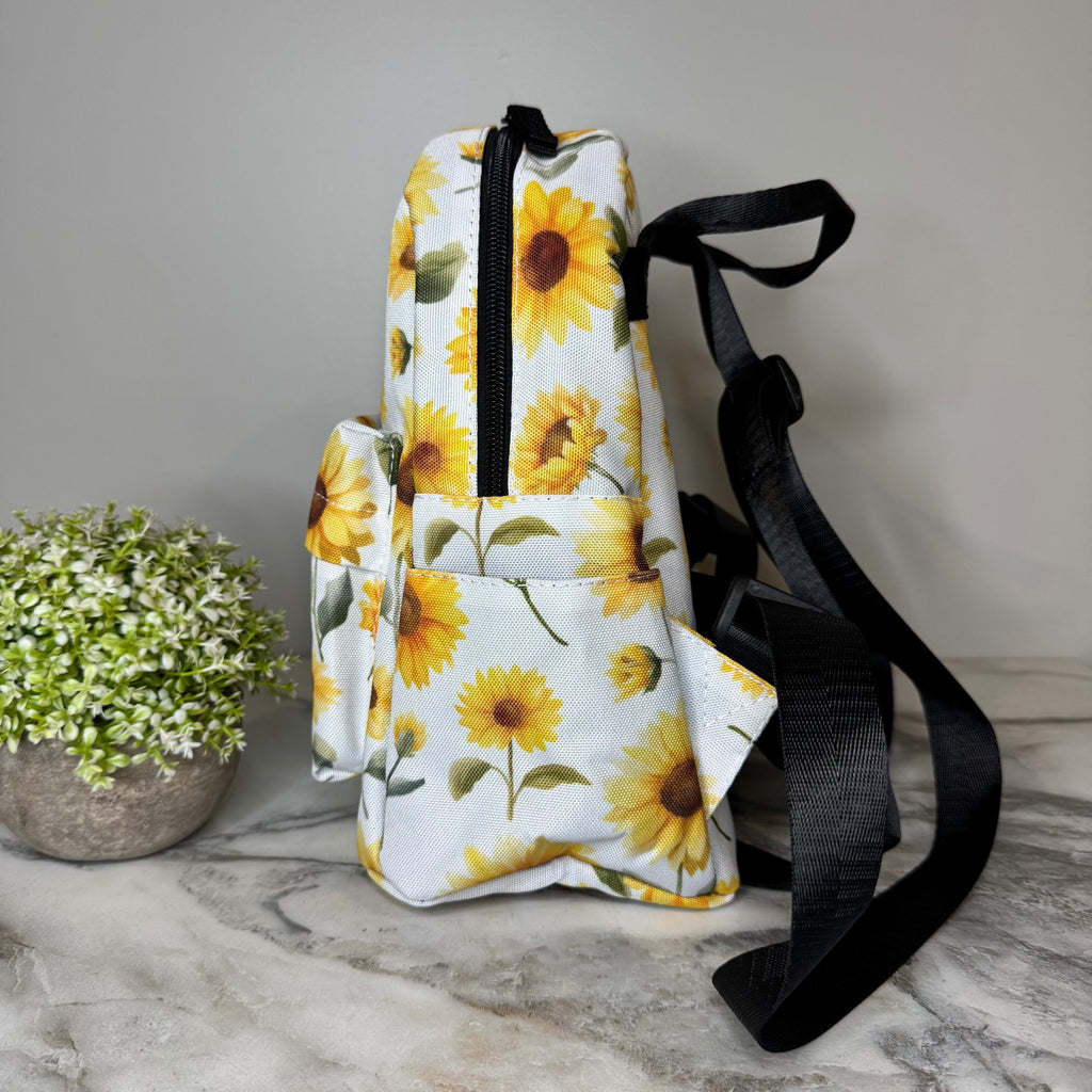 Mini Backpack - Sunflower on White