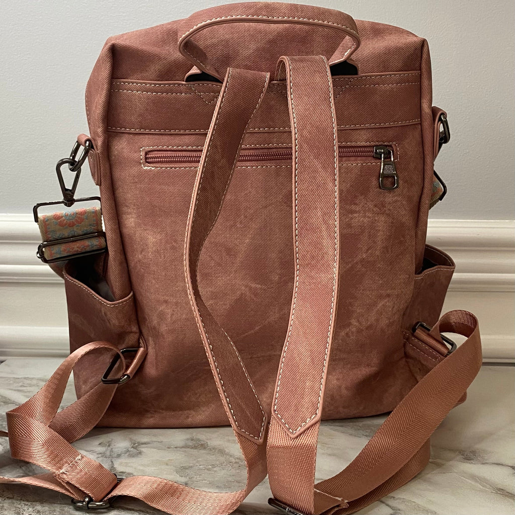 Denim Suede Brooke Backpack + Pouch - PREORDER
