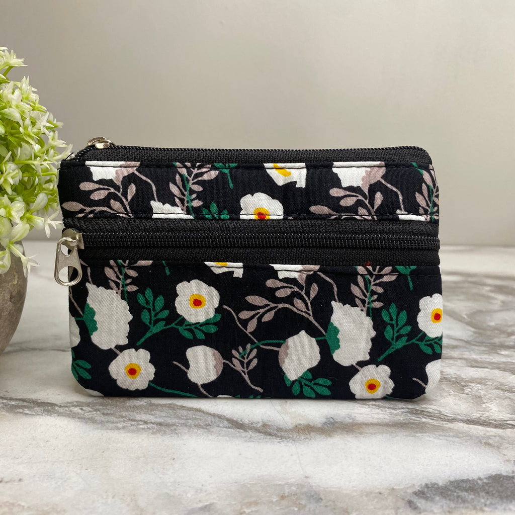 Mini Double Zip Pouch - Floral Designs