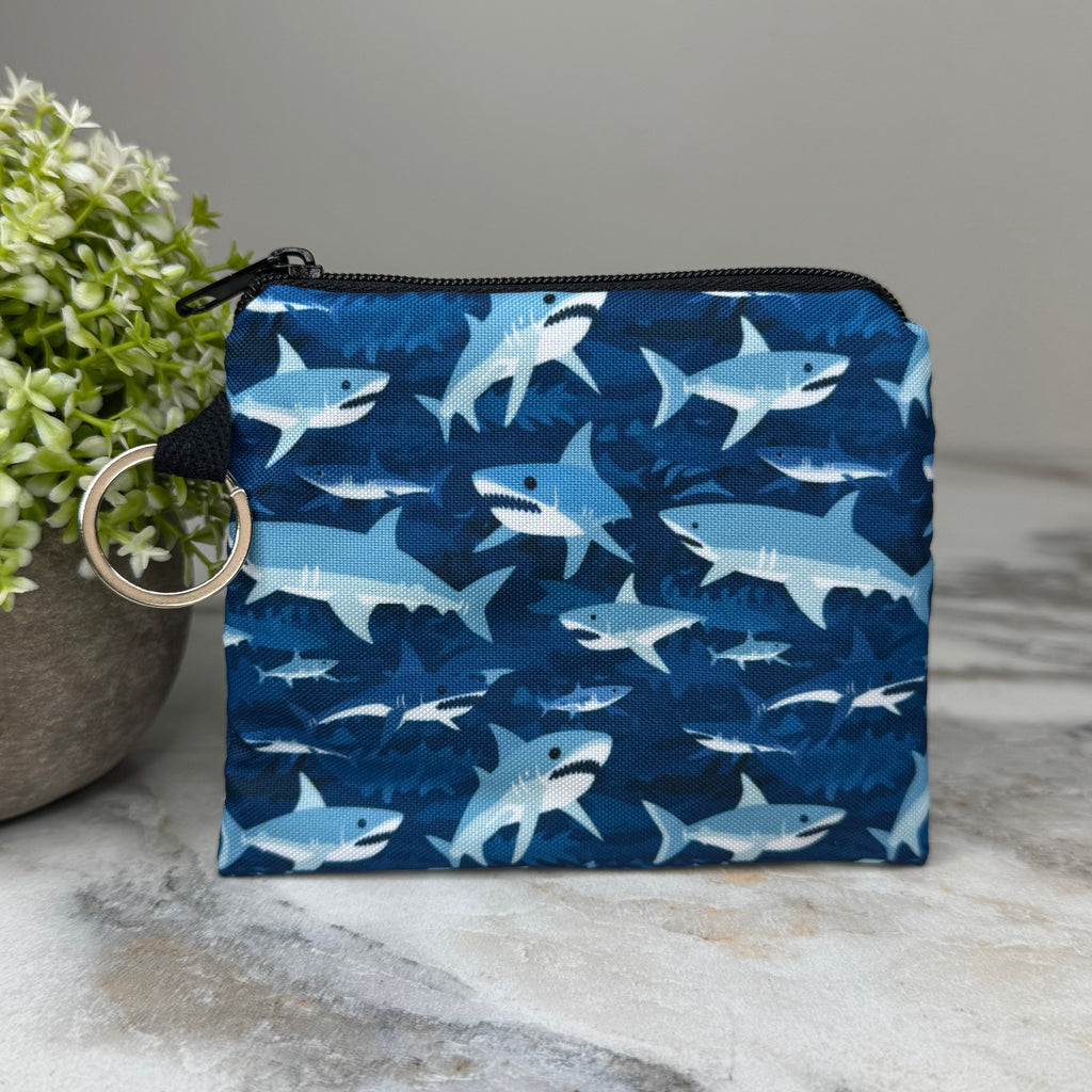 Mini Pouch - Sharks On Blue