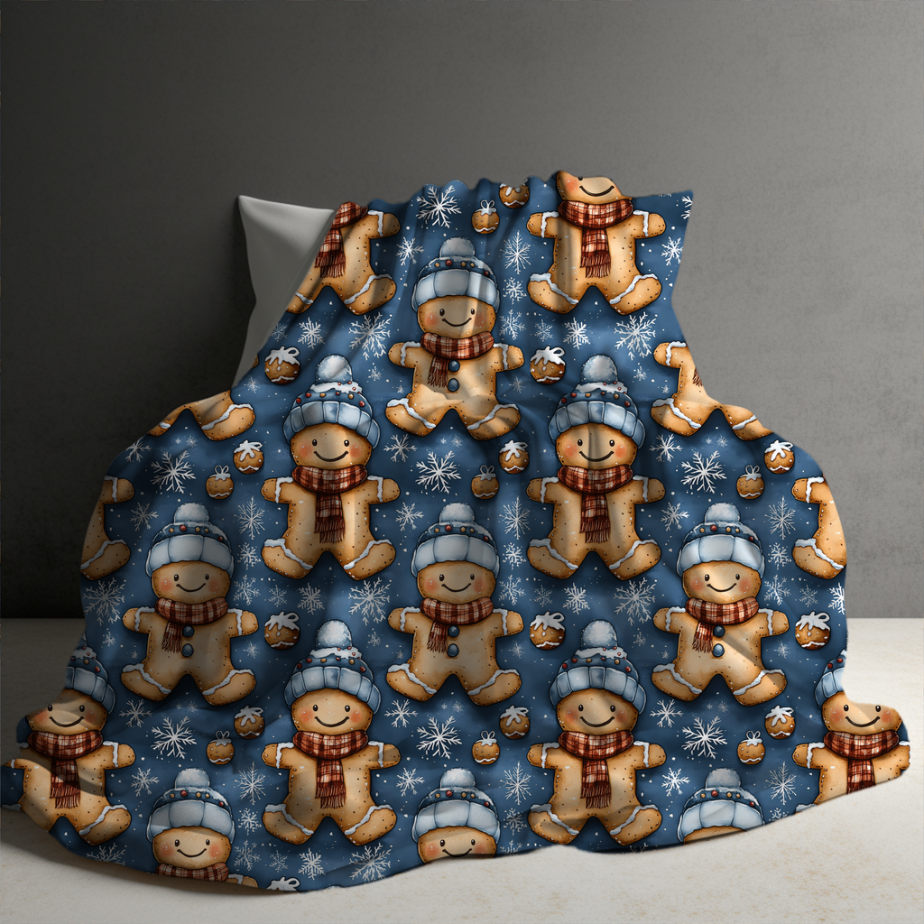 Blanket - Christmas - Blue Gingerbread Man - PREORDER
