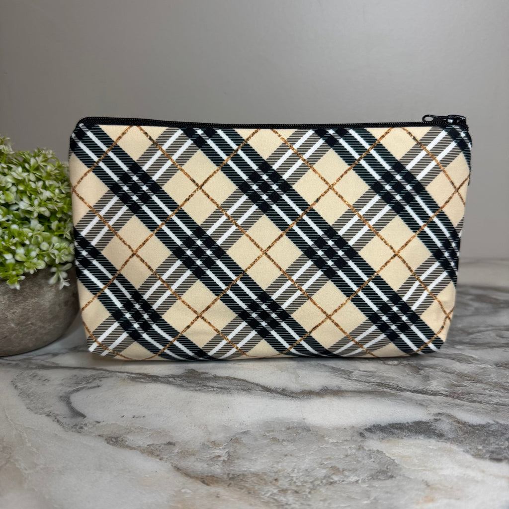 Pouch - Plaid Tan & Gold