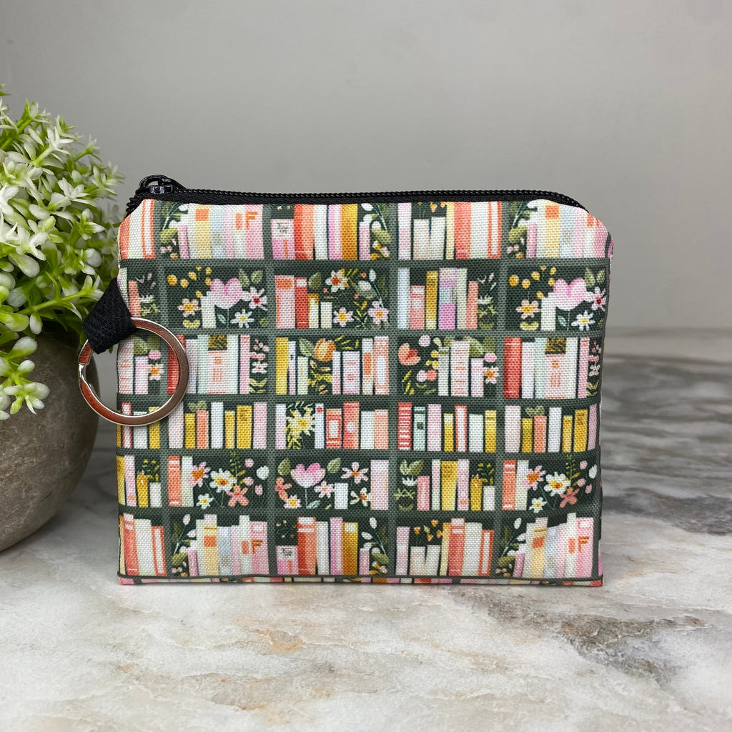 Mini Pouch - Books Olive Green Shelf