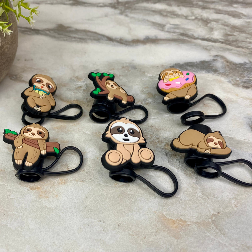 Silicone Straw Toppers Tumbler - Sloth #2