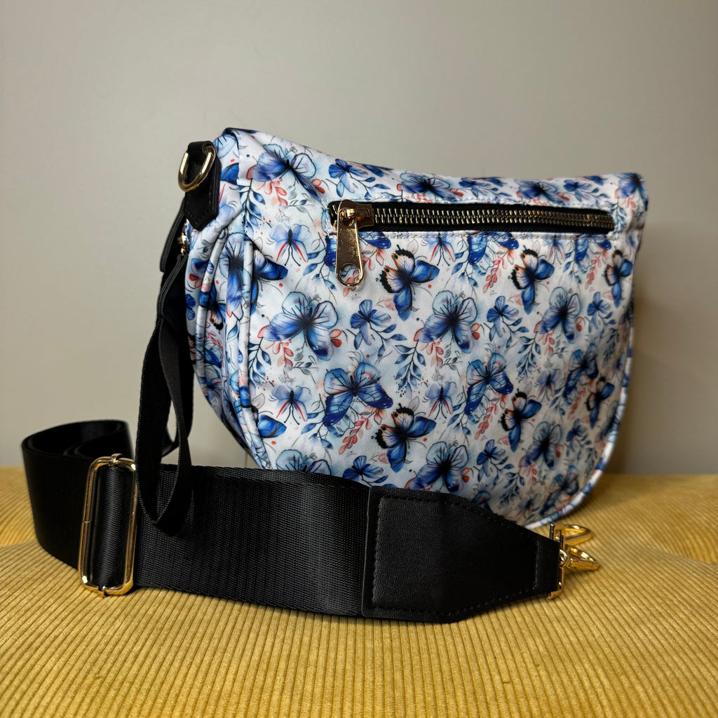 The Roni Nylon Crossbody - Blue Butterfly