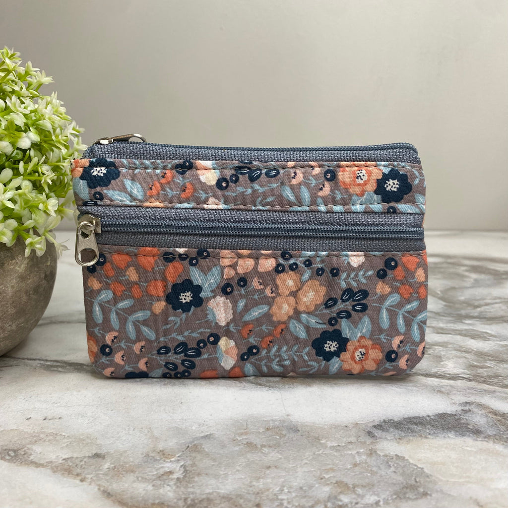 Mini Double Zip Pouch - Floral Designs