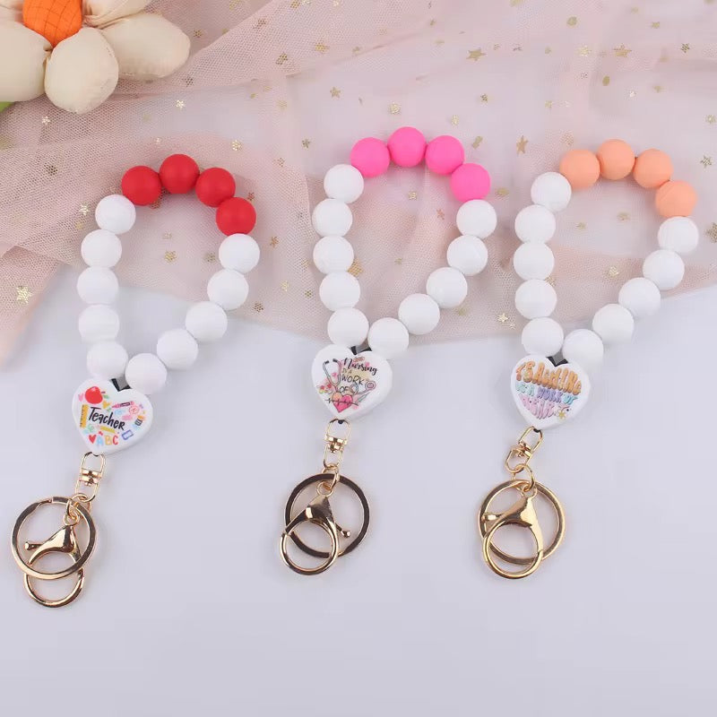 Silicone Bracelet Keychain - Teacher & Nursing - PREORDER 5/6-5/9