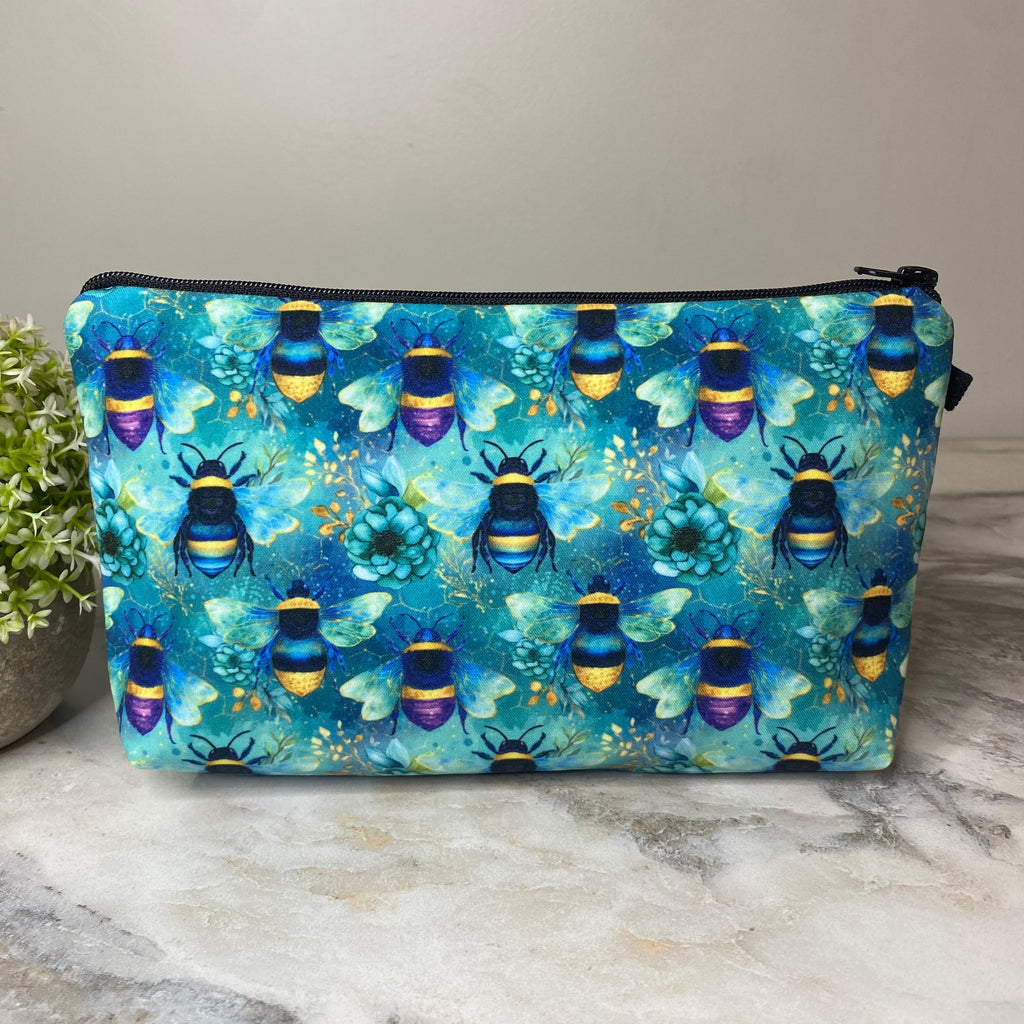 Pouch - Teal Floral Bee