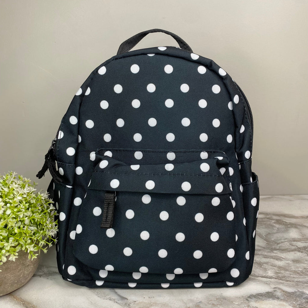Mini Backpack - Polkadots on Black