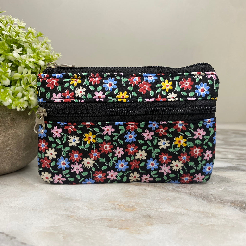 Mini Double Zip Pouch - Floral Designs #3