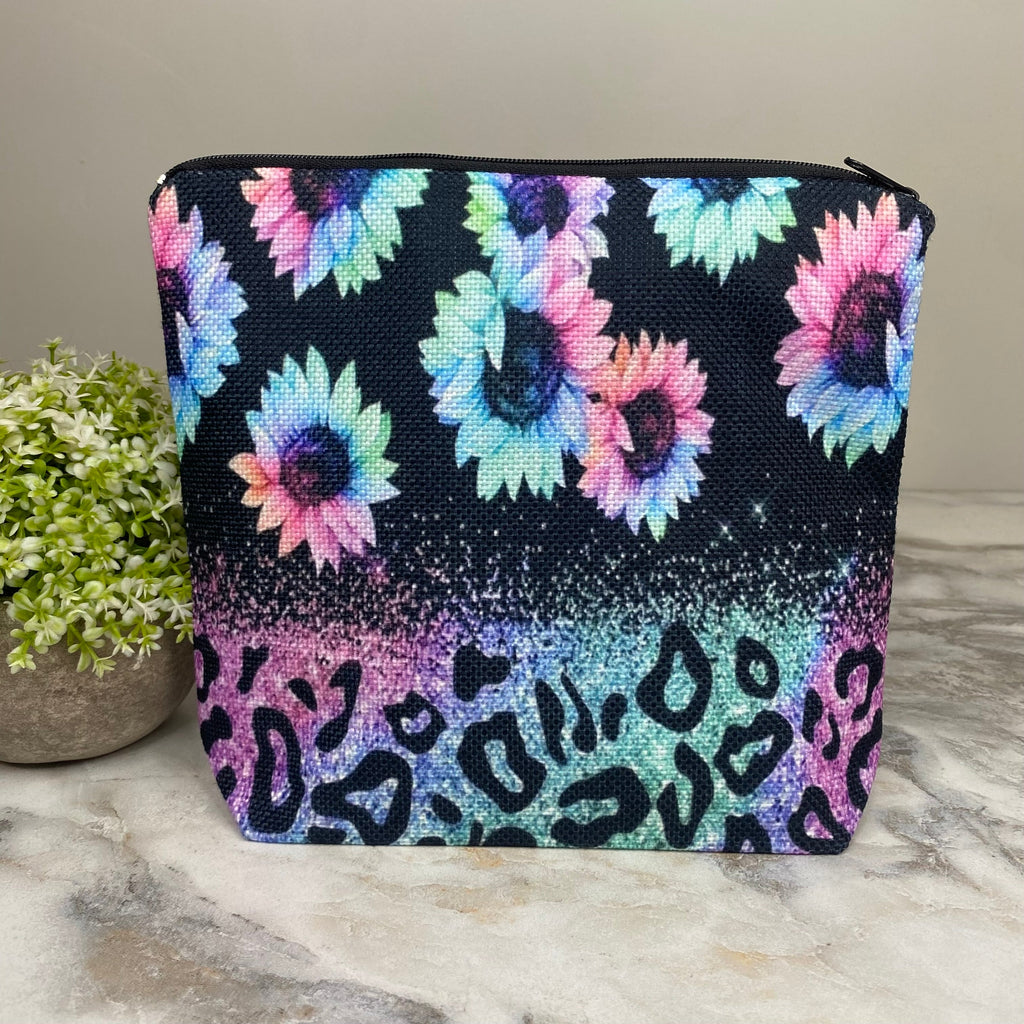 Canvas Pouch XL - Rainbow Sunflower Glitter