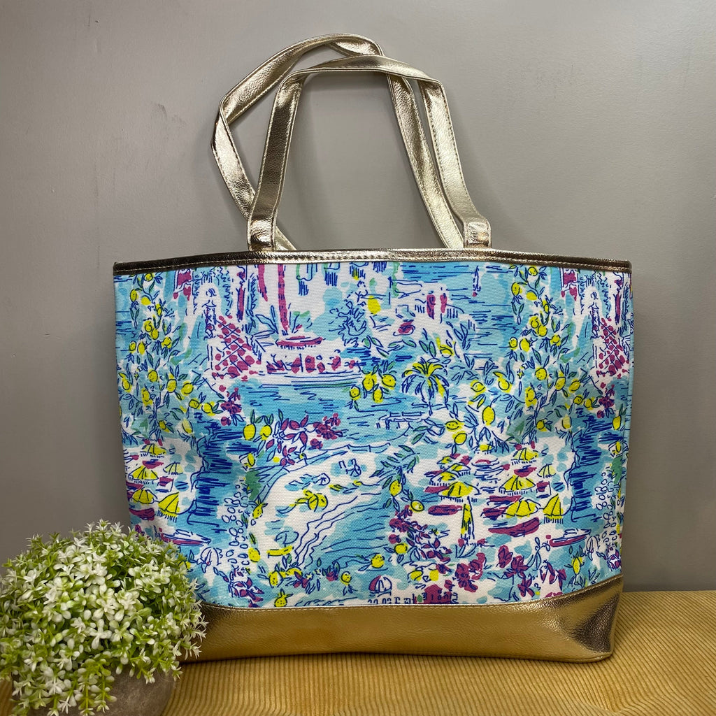 Carry All Bag - Lemon Magenta Blue with Pineapple