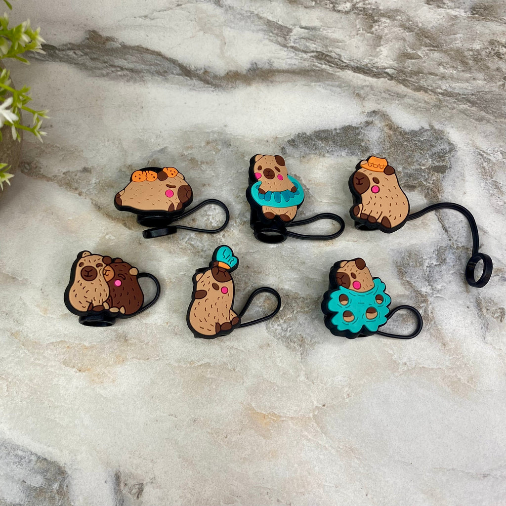 Silicone Straw Toppers Tumbler - Capybara