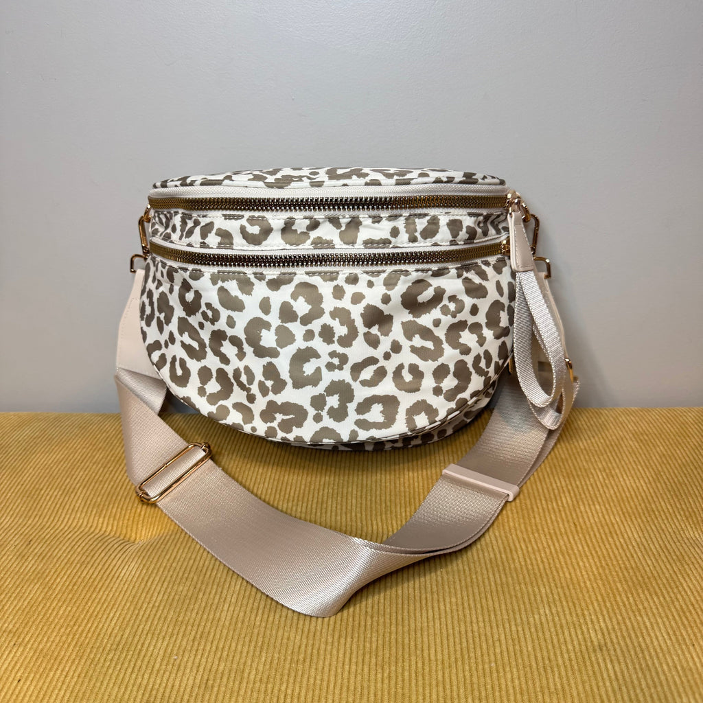 The Roni Nylon Crossbody - Animal Print Beige
