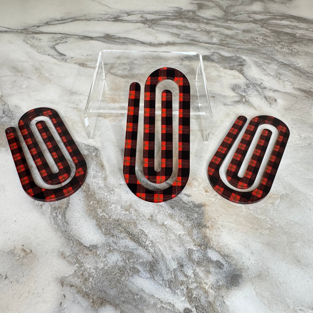 Jumbo Paperclip - Red & Black Plaid