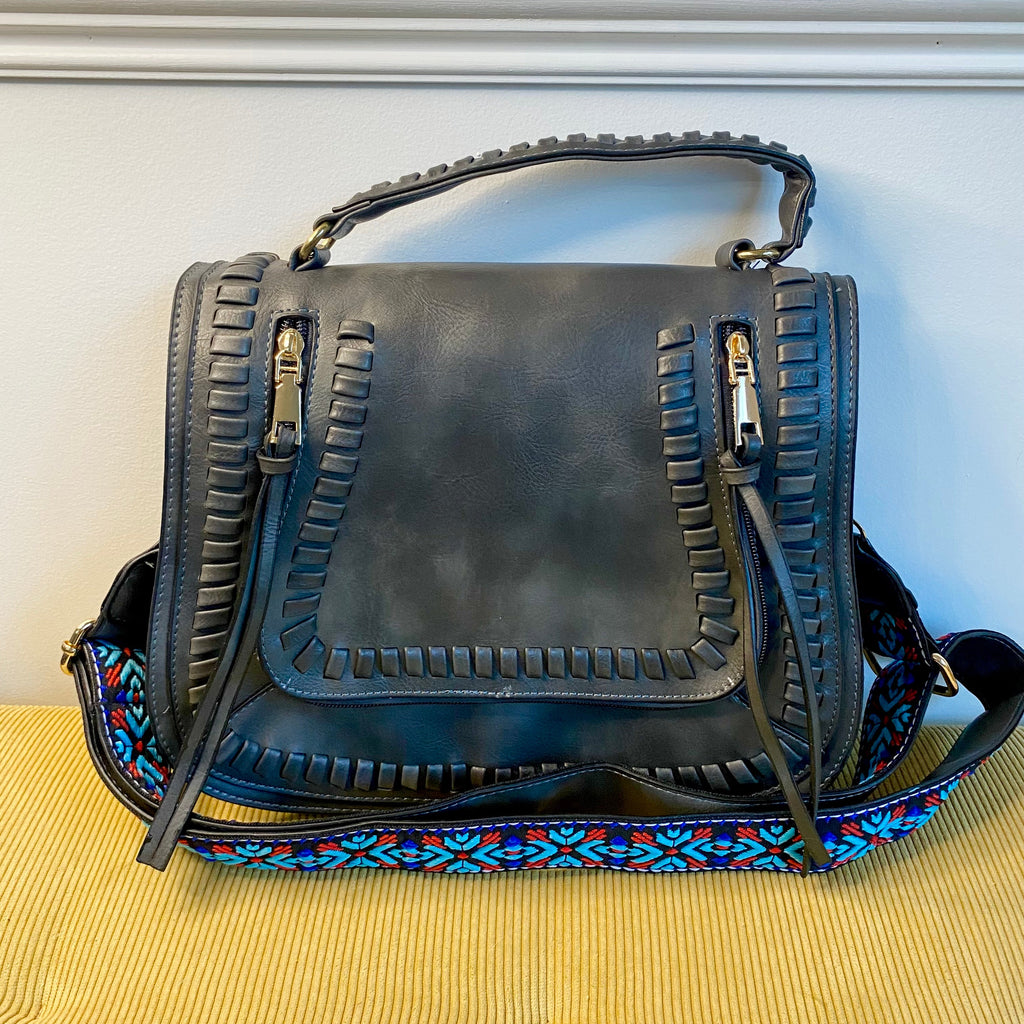 Beth Woven Saddle Bag - Gray - LAST ONE LEFT