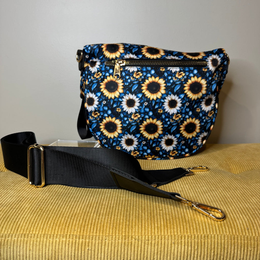 The Roni Nylon Crossbody - Blue Sunflower