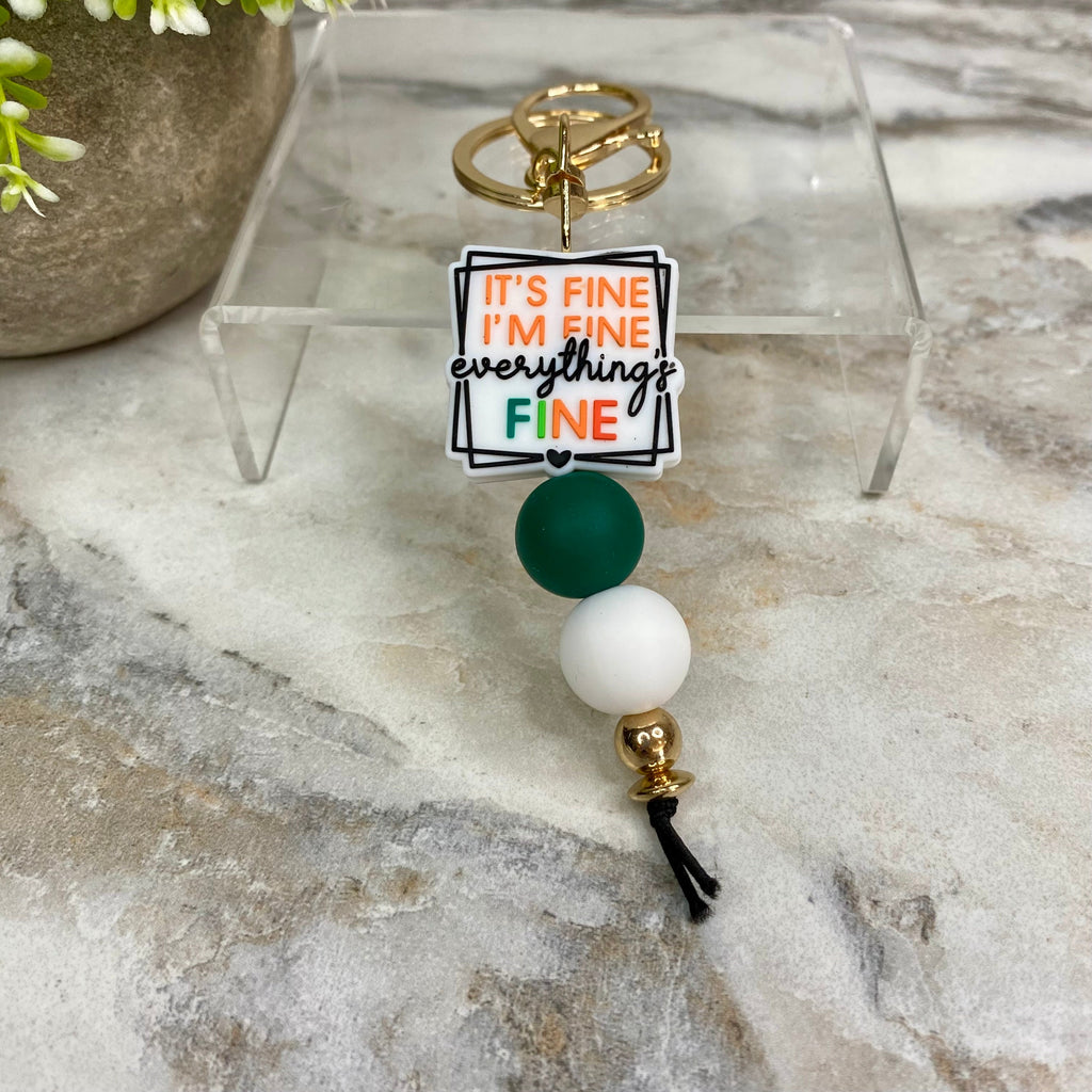 Keychain - Silicone Bead - Everything’s Fine
