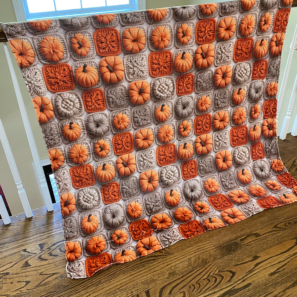 Blanket - Halloween - Knit Pumpkins - PREORDER