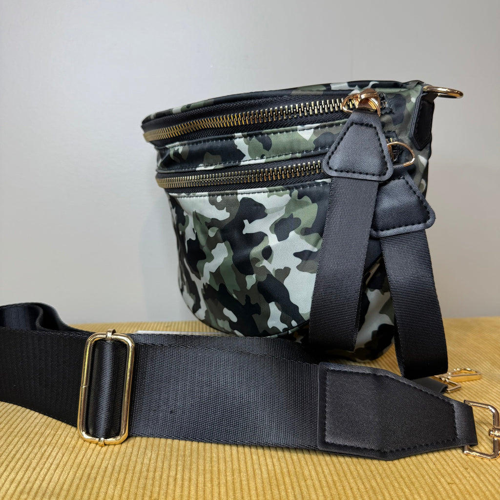 The Roni Nylon Crossbody - Green Camo - PREORDER