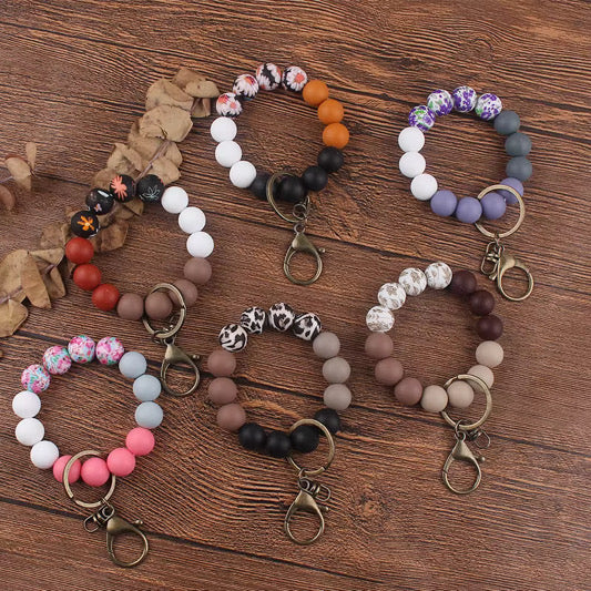 Silicone Bracelet Keychain - Floral/Solids - PREORDER 5/6-5/9
