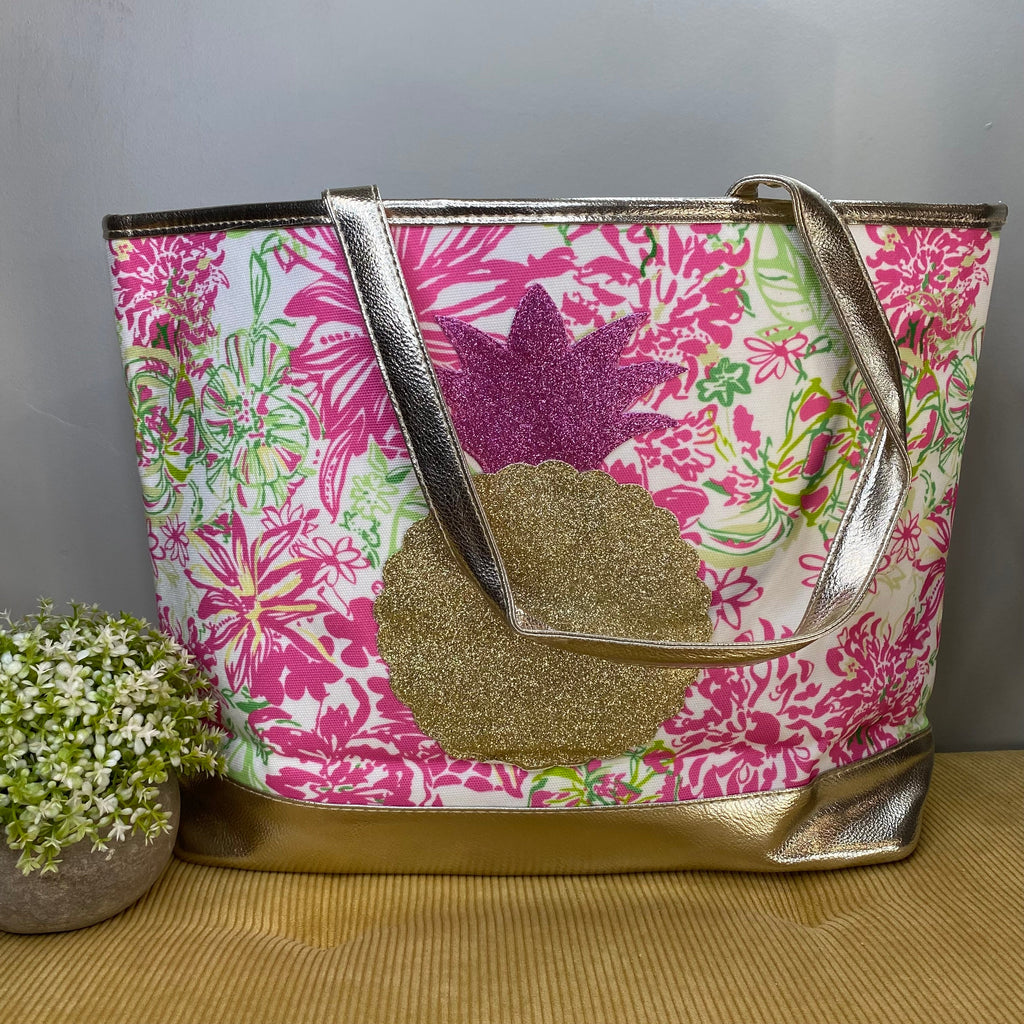 Carry All Bag - Pink Green Floral with Pineapple