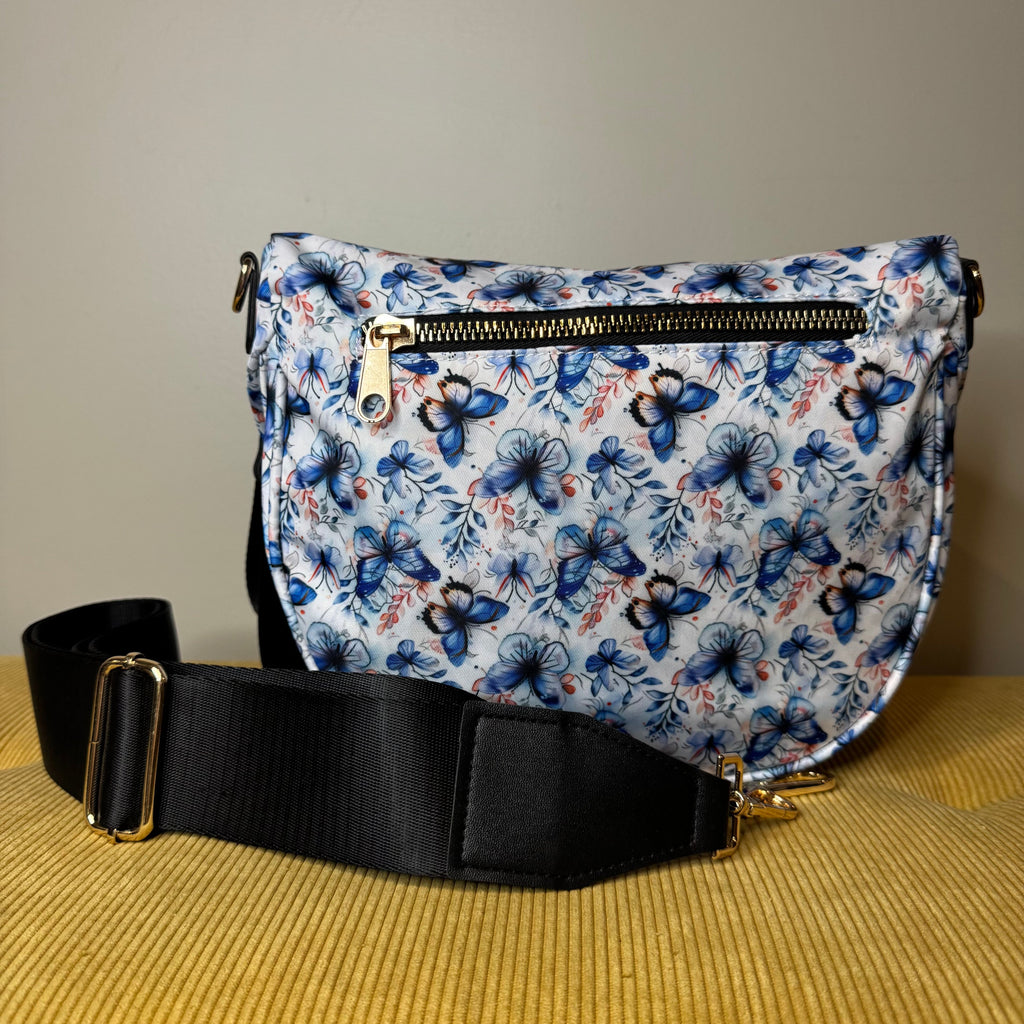 The Roni Nylon Crossbody - Blue Butterfly