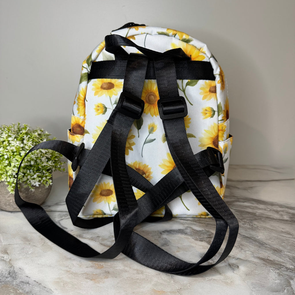 Mini Backpack - Sunflower on White