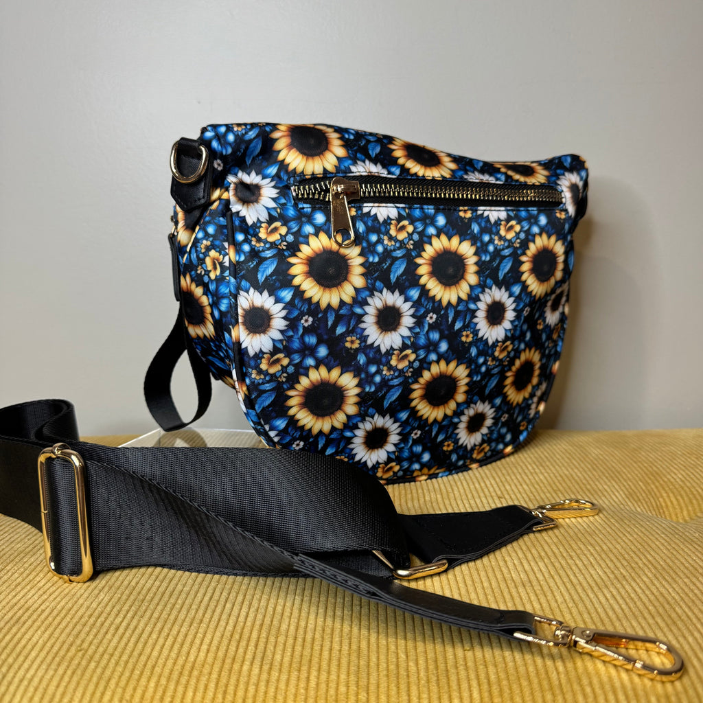 The Roni Nylon Crossbody - Blue Sunflower