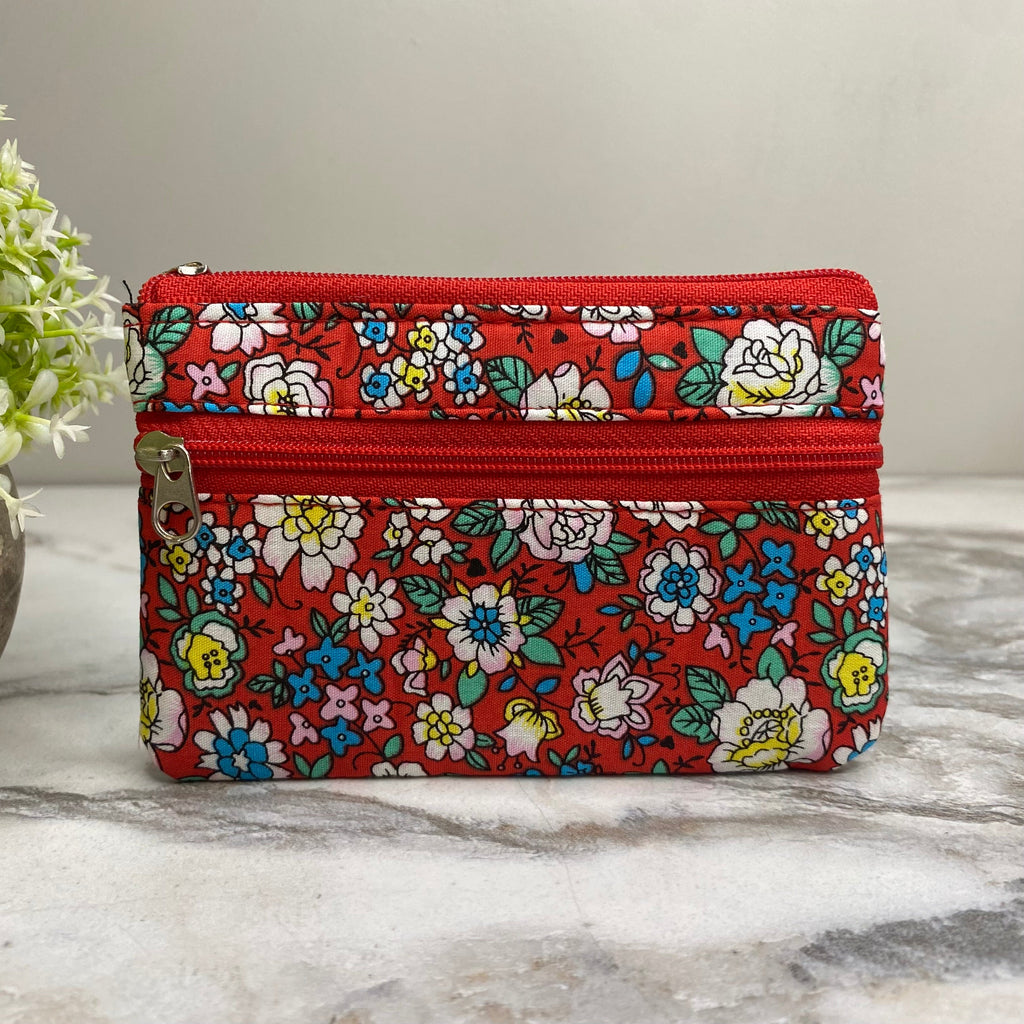 Mini Double Zip Pouch - Floral Designs